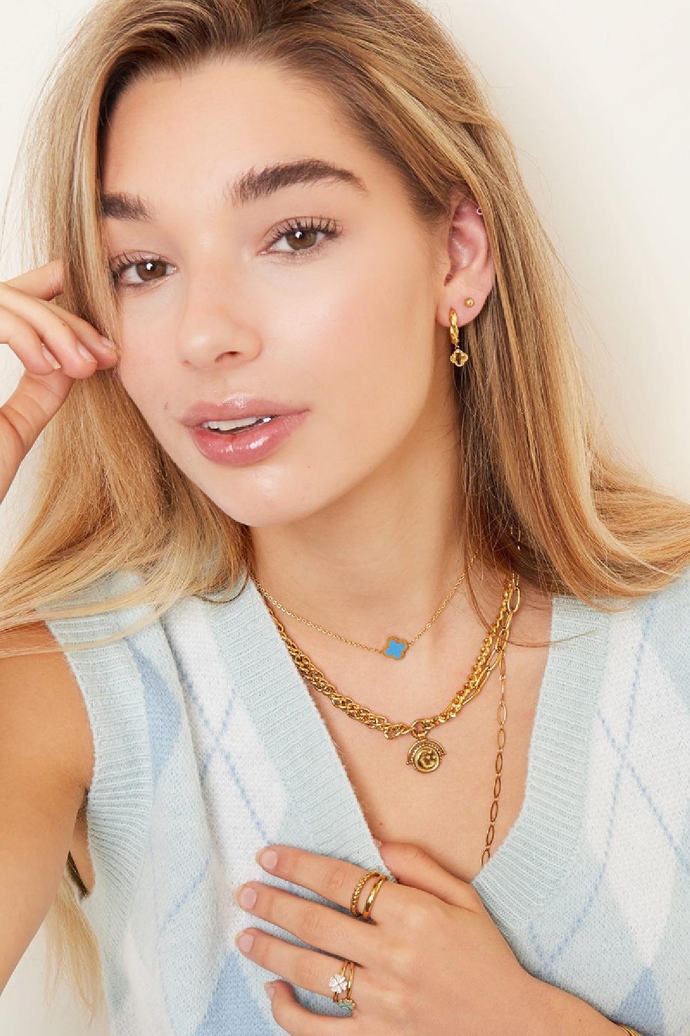 Ketting gekleurde klaver Lila Stainless Steel h5Afbeelding2